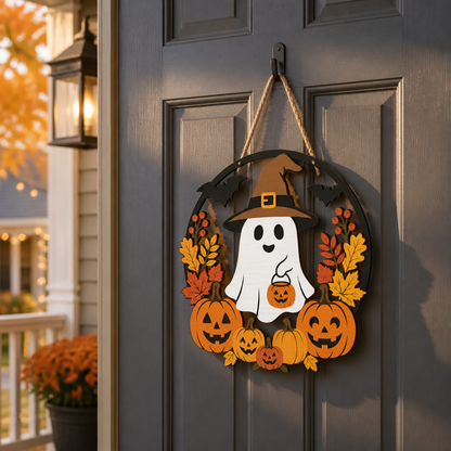 Boo-tiful Autumn Ghost & Pumpkin Door Hanger