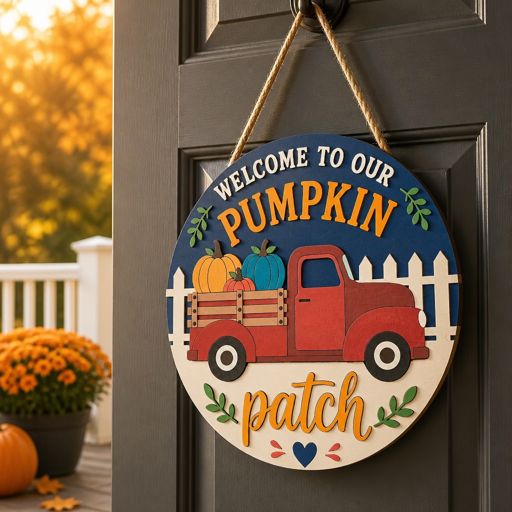 Welcome to Our Pumpkin Patch Fall Door Hanger